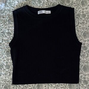 Zara Cropped Black Tank Top